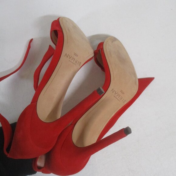 ALEXANDRE BIRMAN red suede open toe tie ankle strap high stiletto heel shoes - Picture 6 of 7